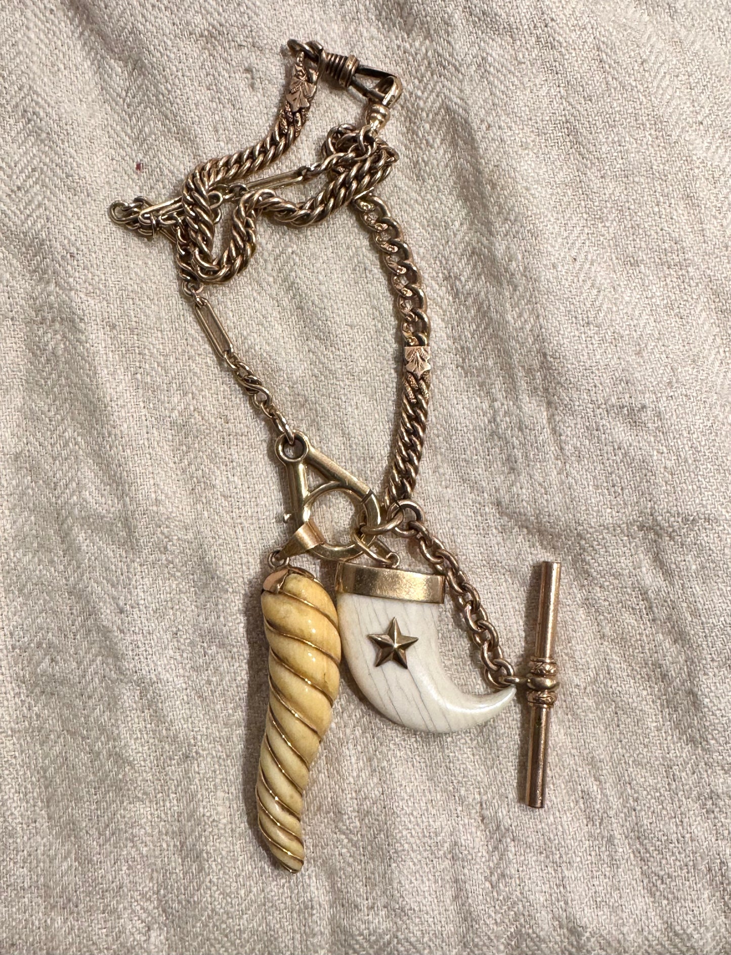 Fantastic Vintage Carved Spiral Horn with 18k Gold