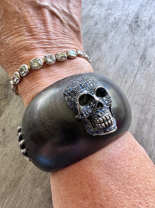 JKC Sapphire and Ebony Skull Cuff