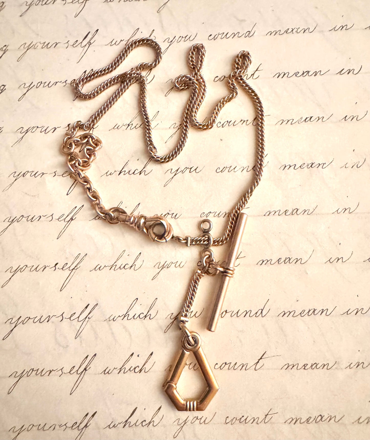 Fine Gold Filled Curb Watch Chain with Excellent Charm Holder Clasp