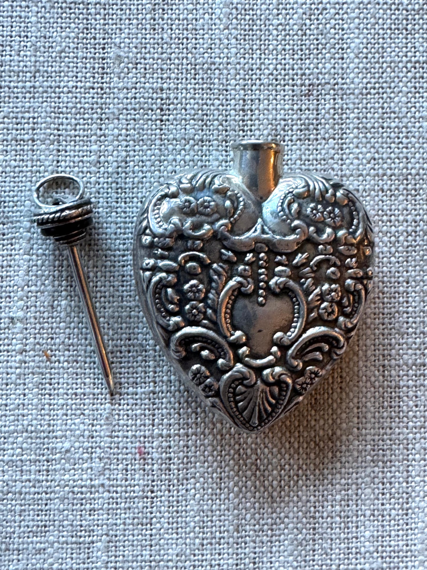 Victorian Revival Repoussé Heart Perfume Bottle