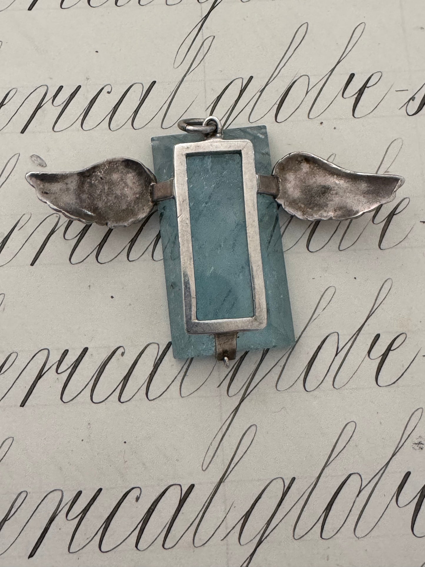Fab Huge Mirror Cut Aquamarine with Wings