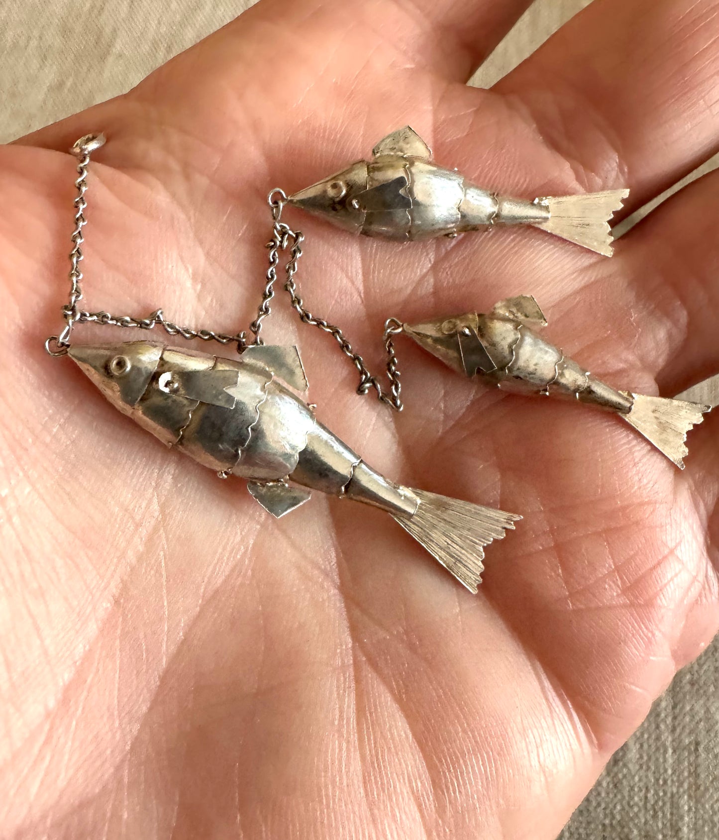 Set of 3 Fish on a Attached to a Chain