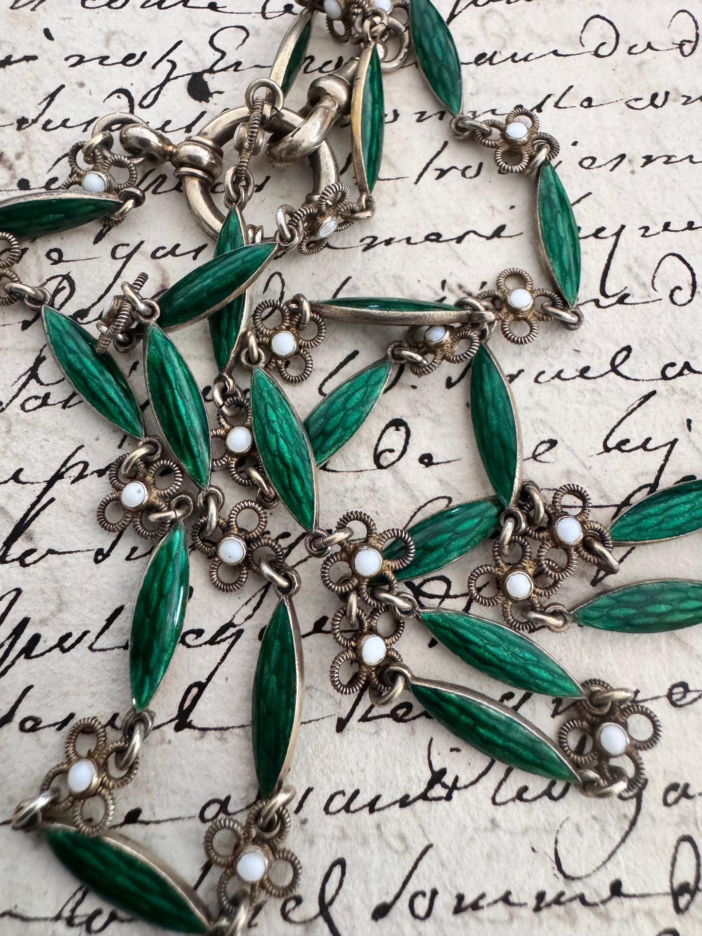 Antique Gilt Silver and Enamel Chain