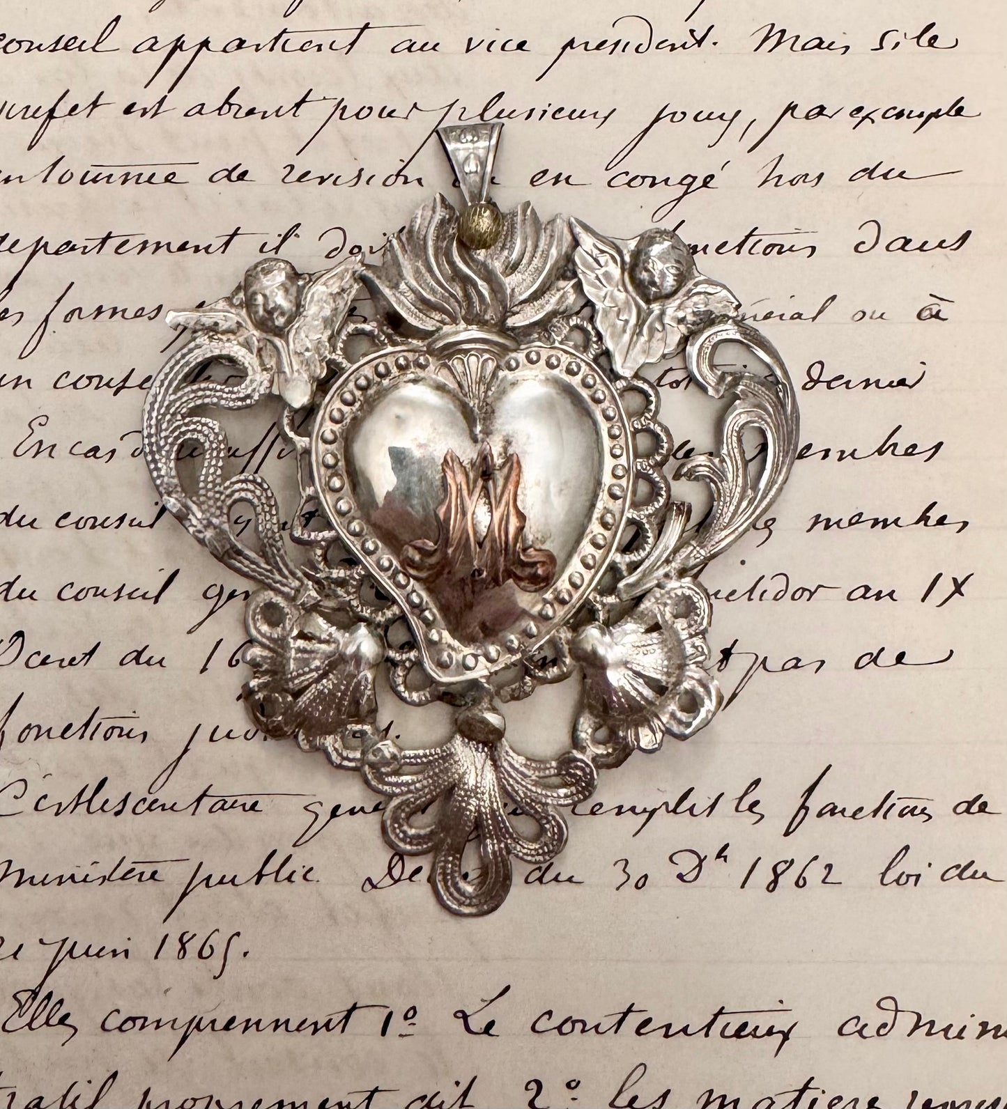 Medium Silver Repousse Ex Voto Heart #2