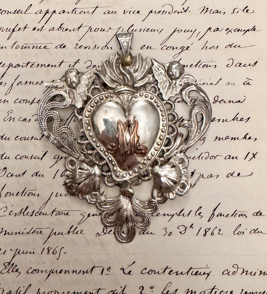 Medium Silver Repousse Ex Voto Heart #2