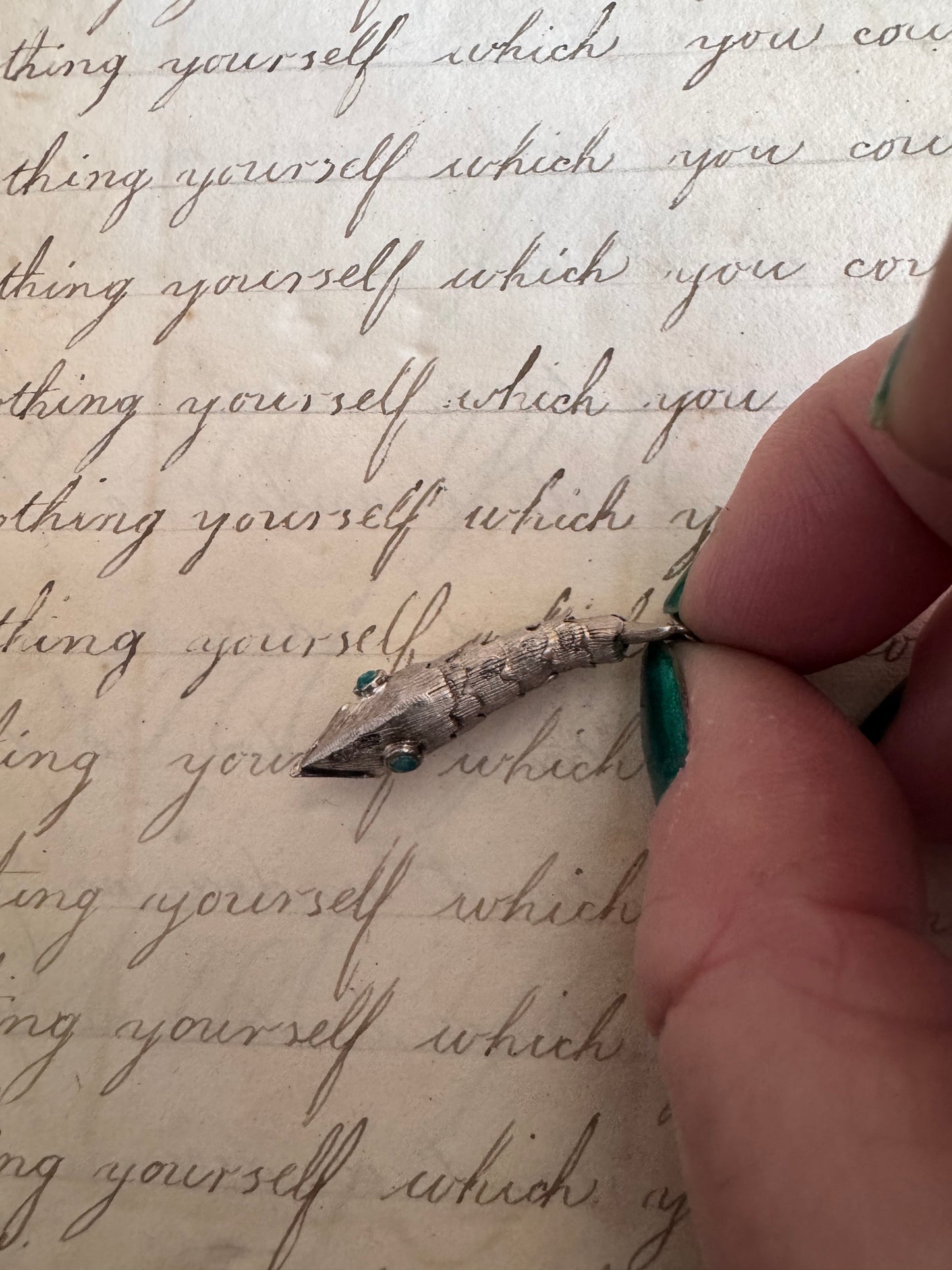 SMALL Vintage sterling Silver Articulated Fish with Turquoise Eyes I