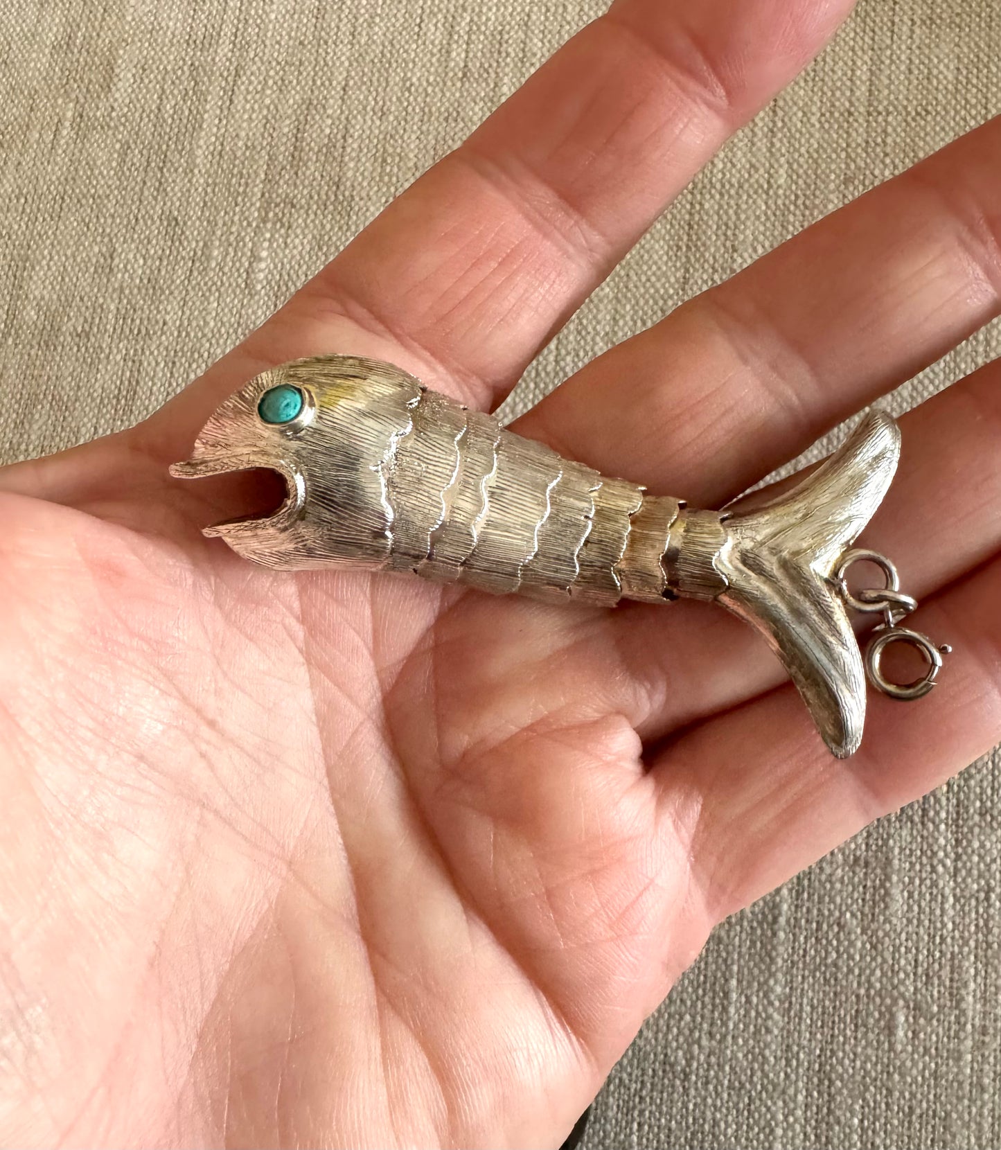 Large Sterling Silver Articulated Fish