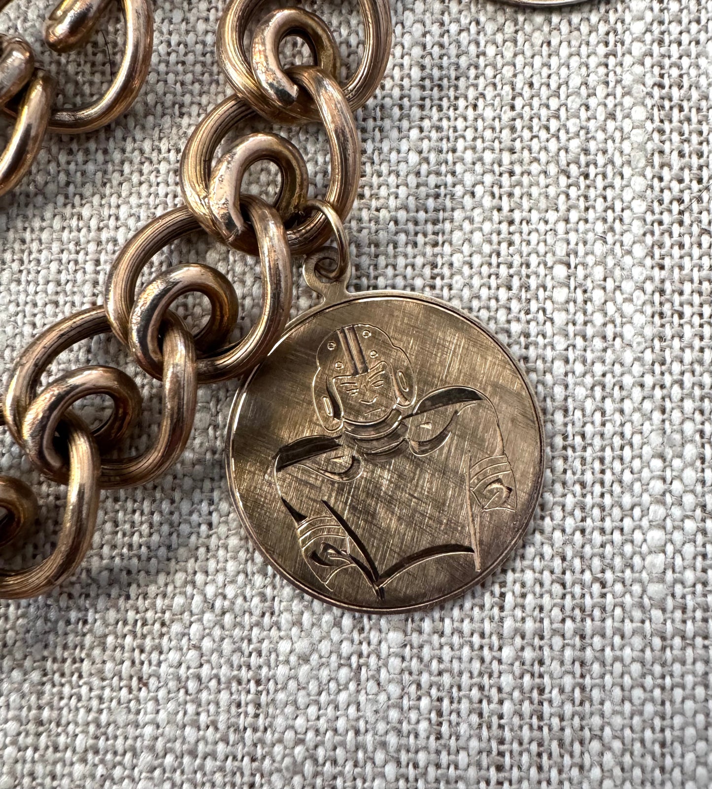 Amazing Vintage Gold Filled Charm Bracelet with Heart Lock