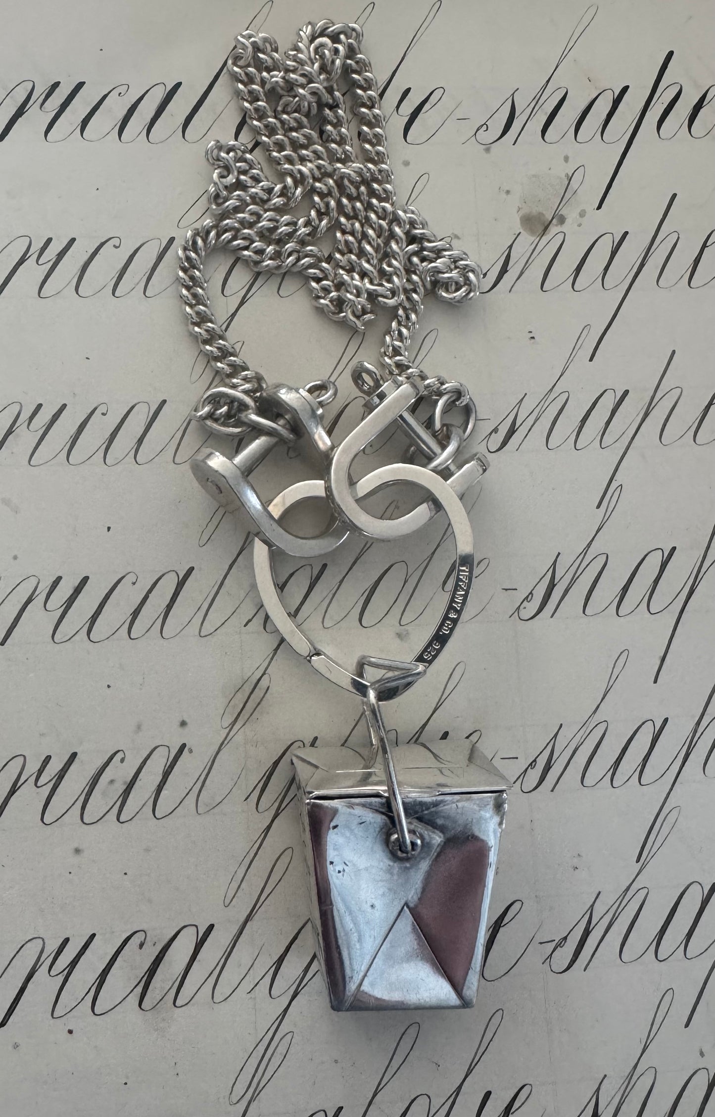 Amazing Vintage Sterling Tiffany Set with Chain, Heart Connector and Shackles