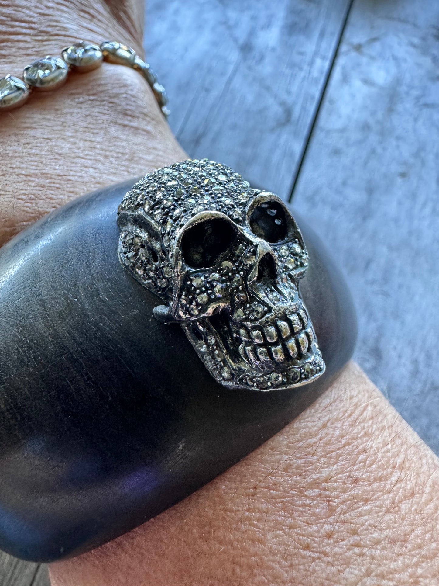 JKC Diamond and Ebony Skull Cuff