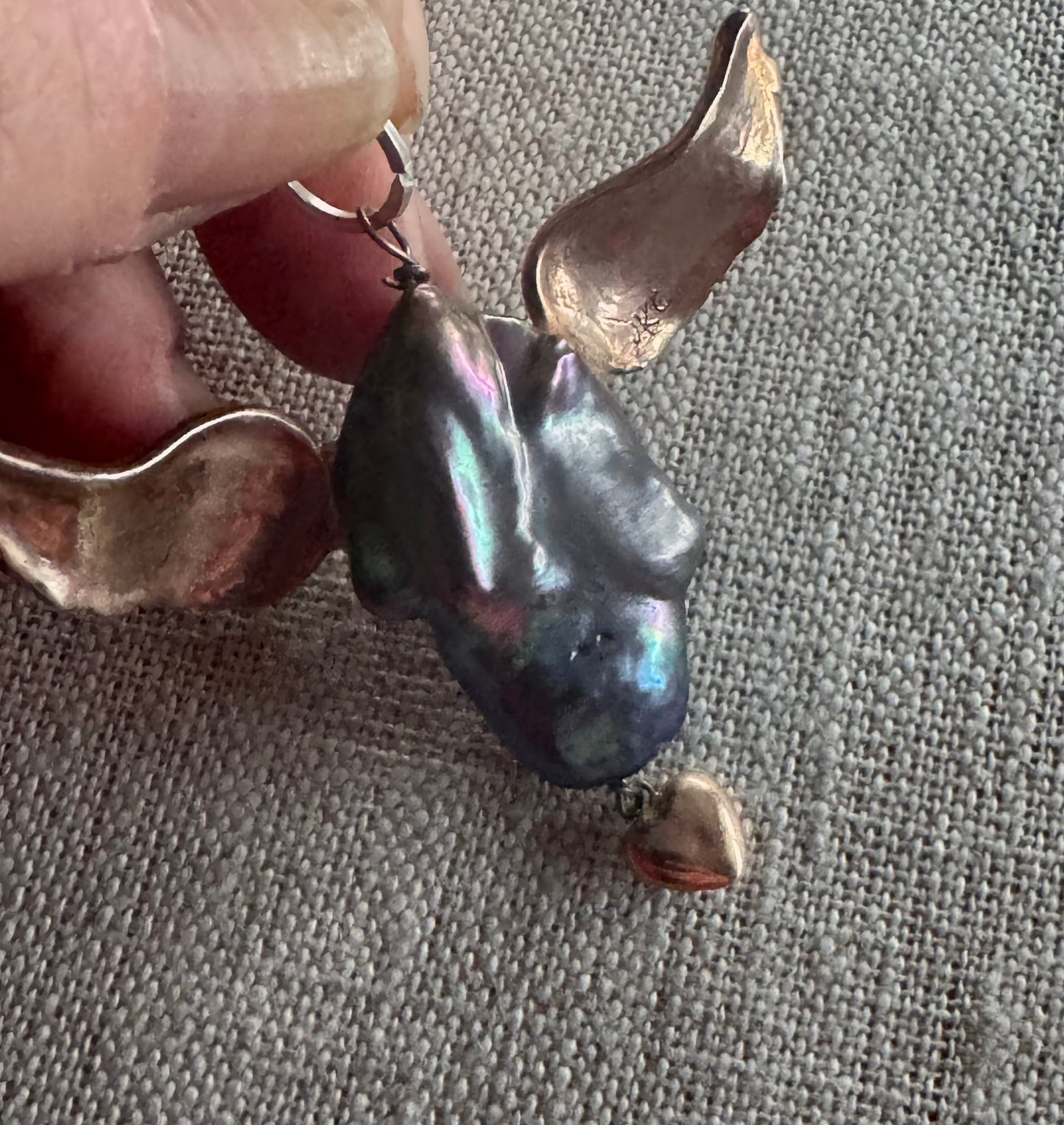 Huge Freshwater Baroque Pearl Pendant with Wings