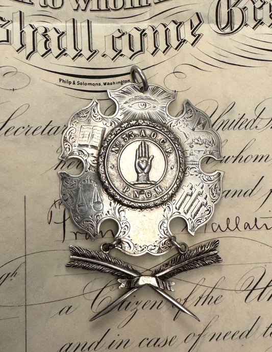 Incredible English Antique Sterling Goodfellows Medallion
