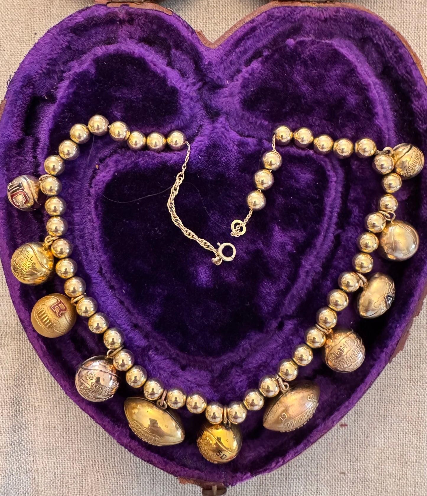 Gold Filled Sports Ball and Bead Charm Necklace