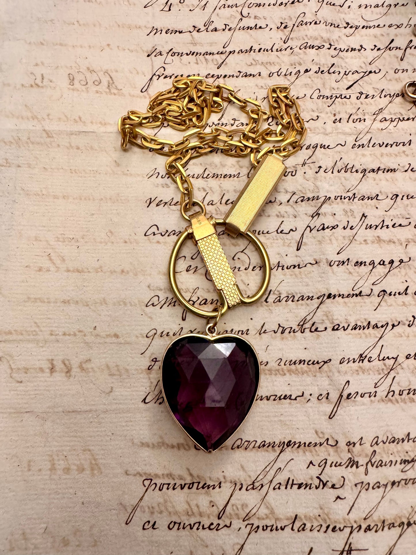 Vintage Gold Plated Watch Chain with Heart Clasp Mechanism