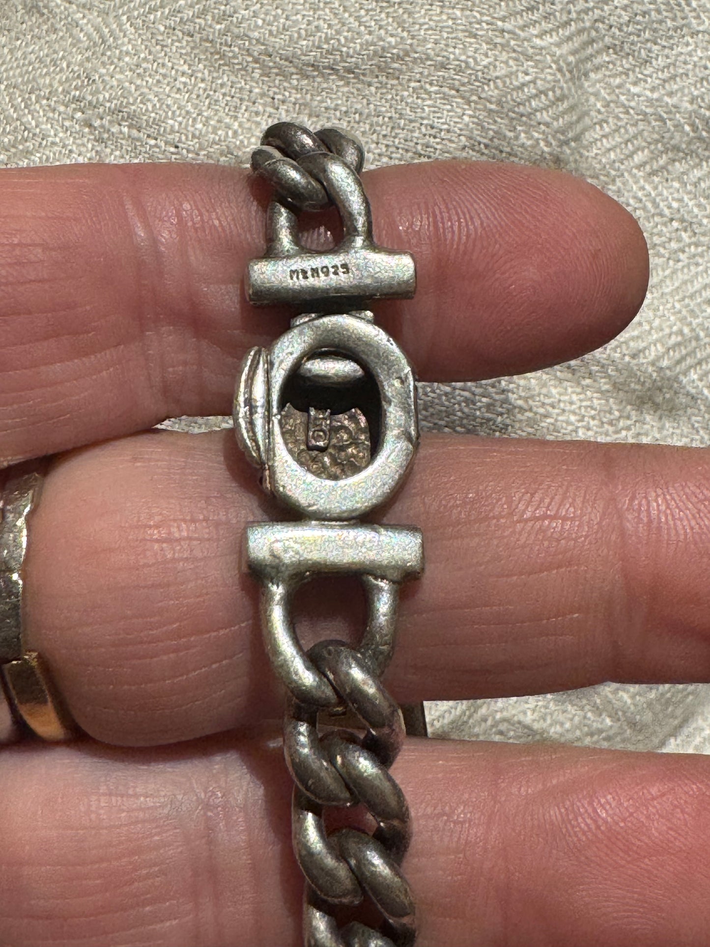 Handmade Vintage Mexican Sterling FM ID Bracelet