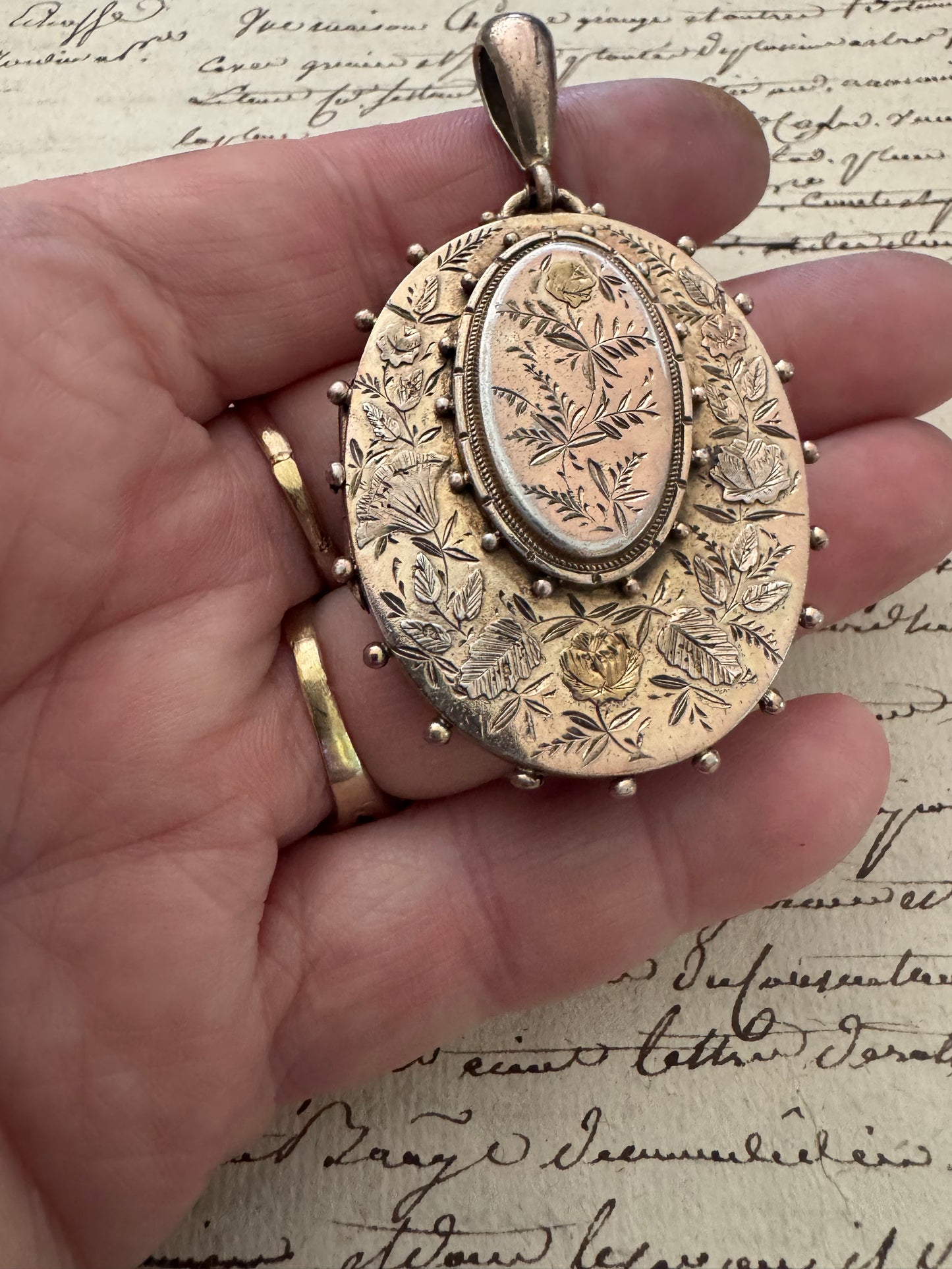 Victorian Gold Plated Silver Locket with Dots