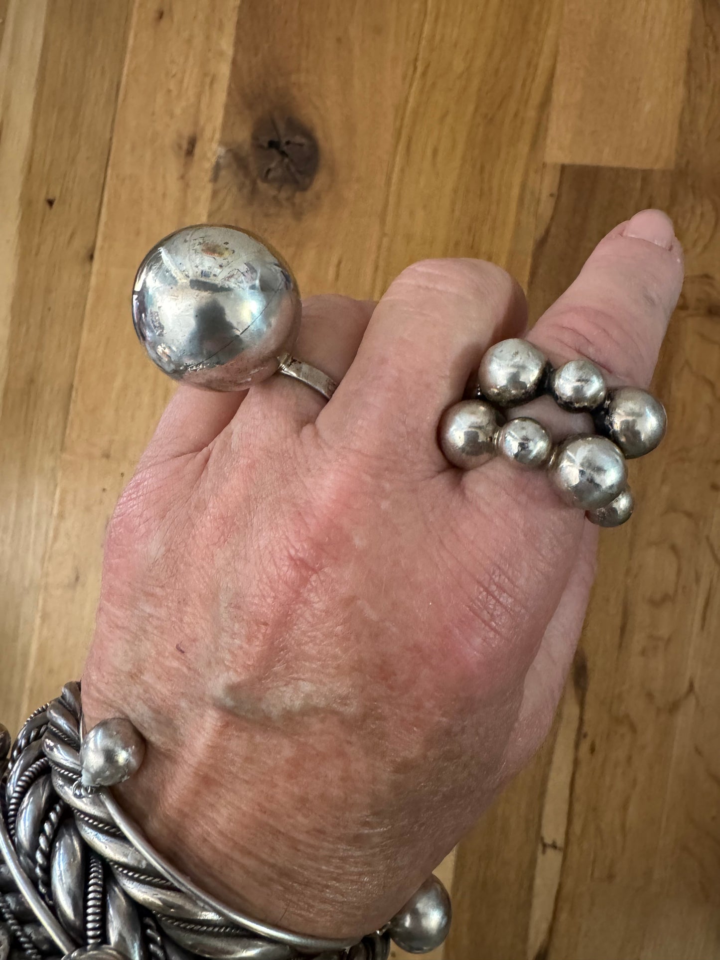 Cool multi ball sterling adjustable bypass ring