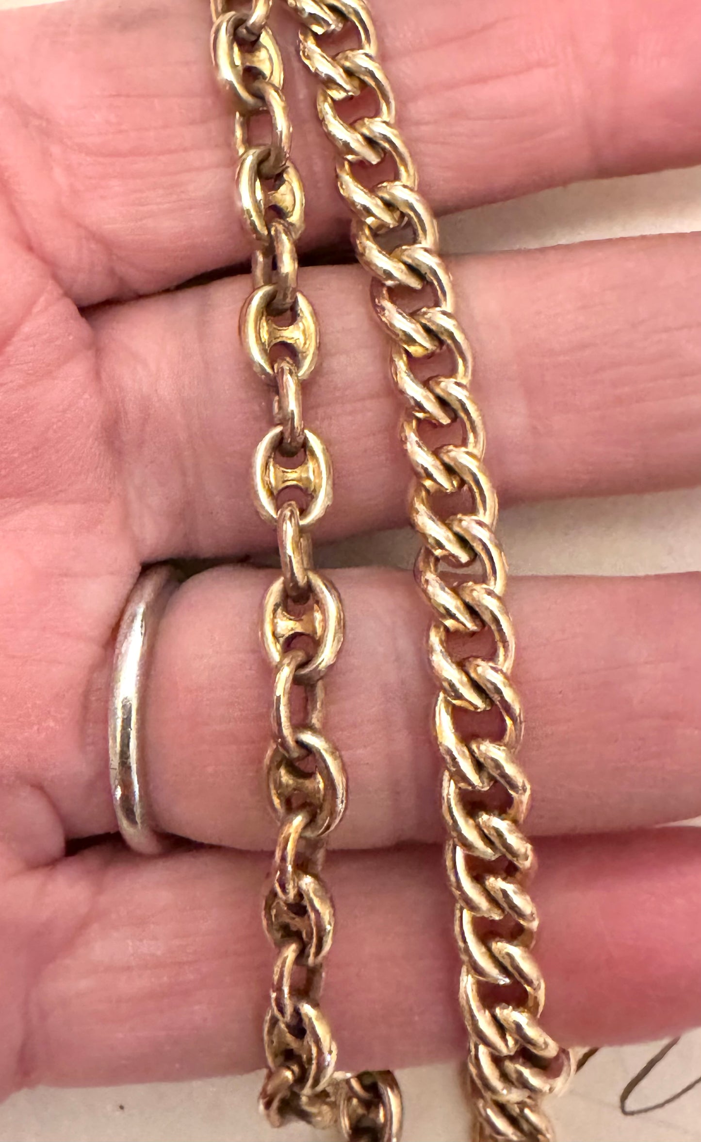 Antique Miniature Anchor and Curb Gold Filled Watch Chain