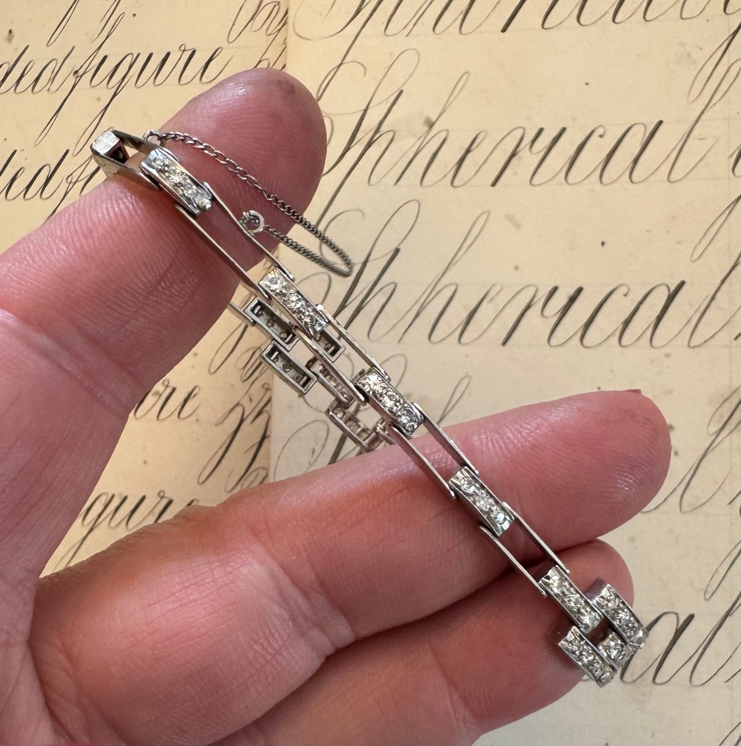 Exquisite art deco diamond and 14K white gold watch