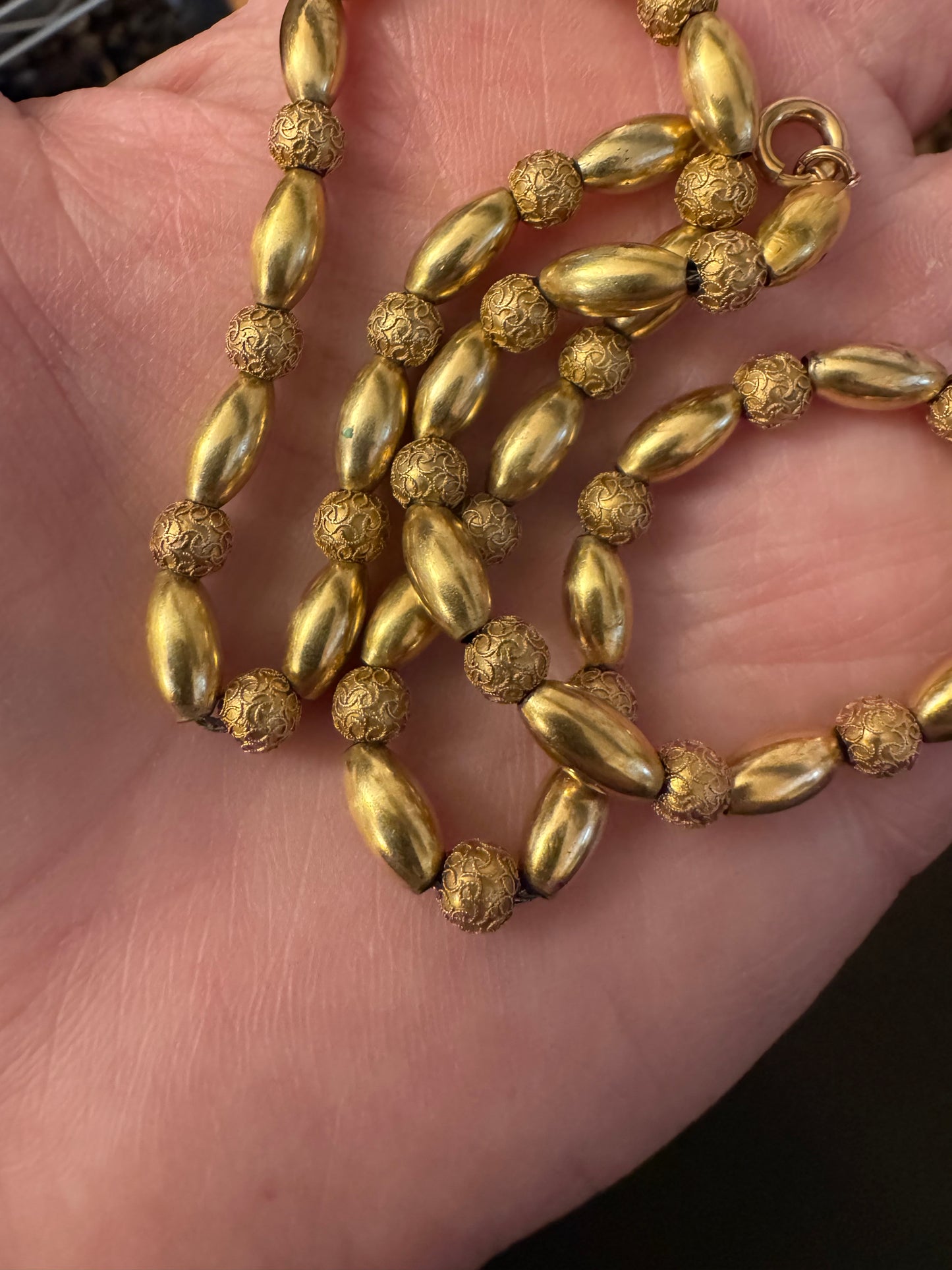 Spectacular Victorian Gold Filled Plain and Ornate Beads