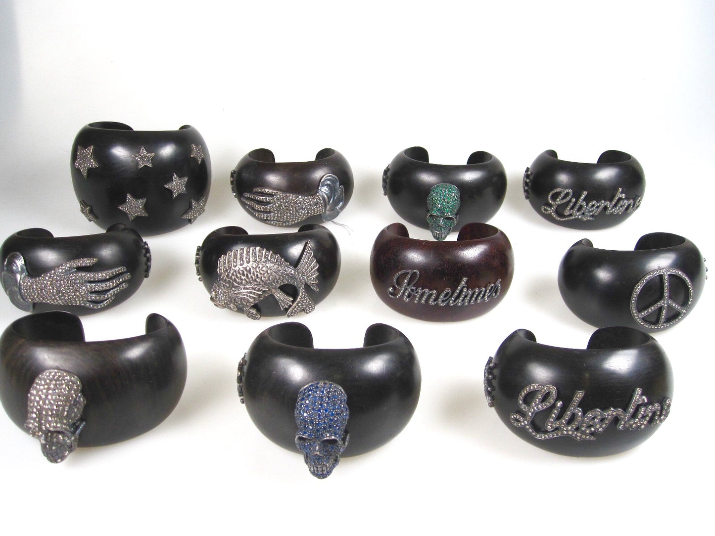 JKC Diamond and Ebony Skull Cuff