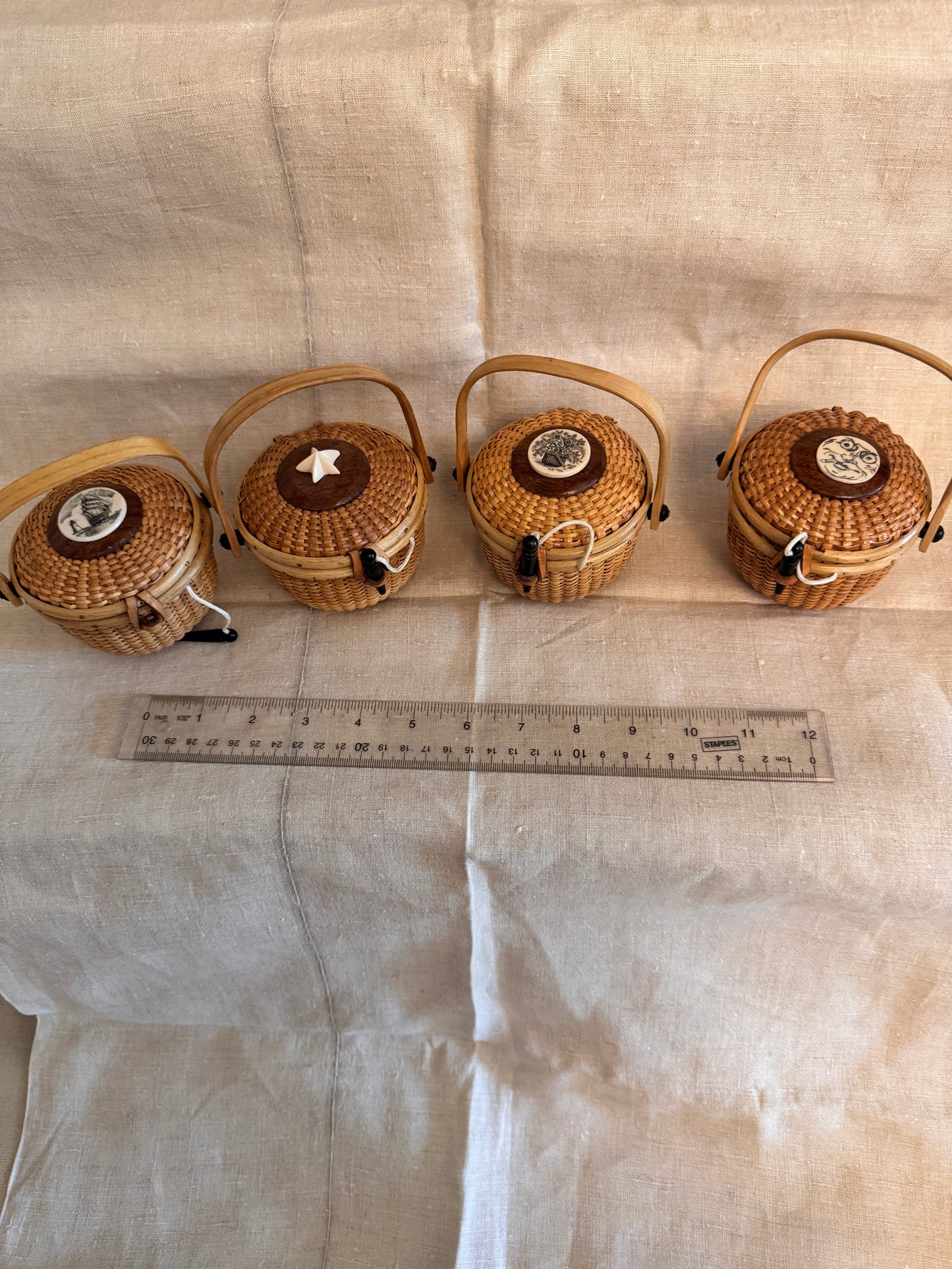 Mini Round Nantucket Basket with Moonfaced Man