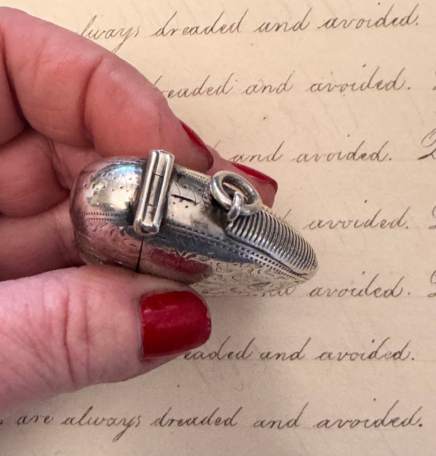 Enormous Engraved Victorian Sterling Heart Shaped Match Safe with FGR Monogram