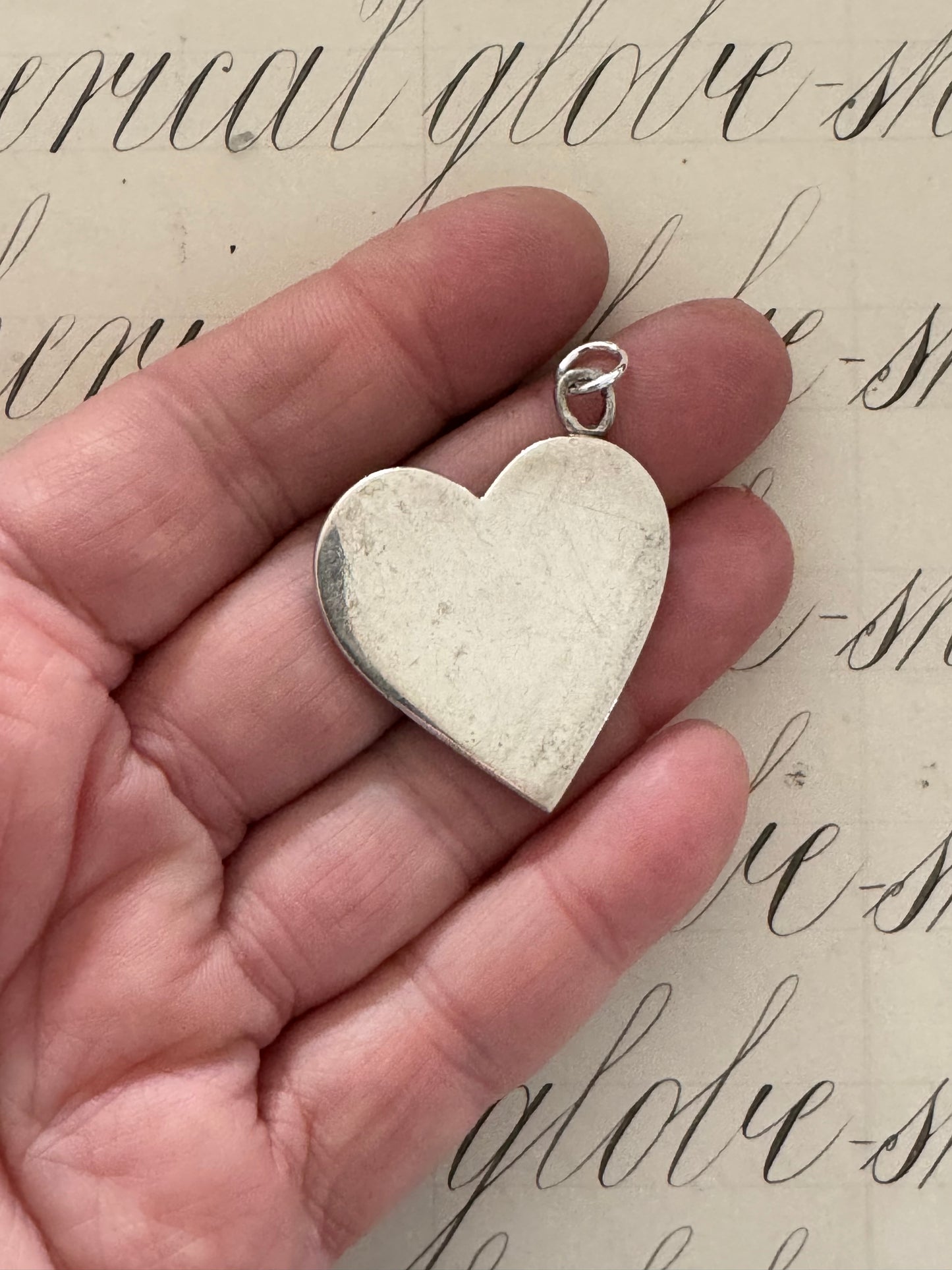 Substantial Sterling Flat Heart Pendant