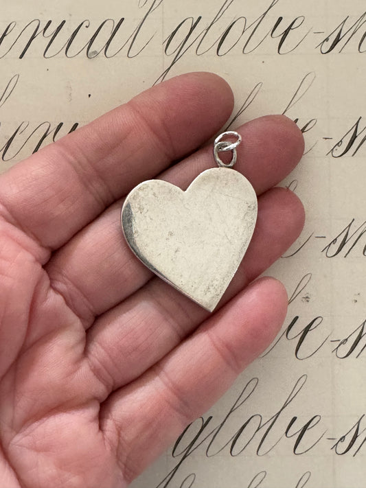 Substantial Sterling Flat Heart Pendant