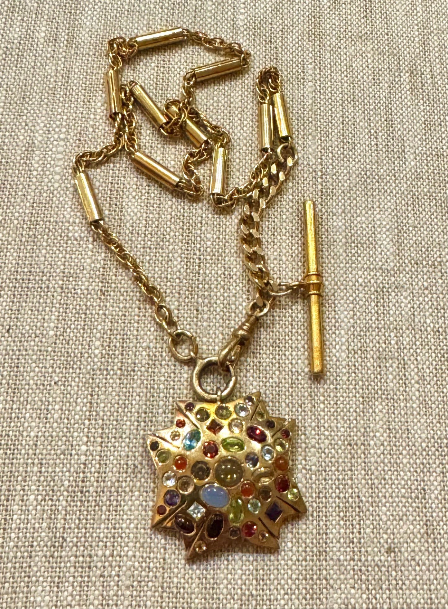 Yellow Gold Filled Vintage Bar Chain Watch Chain