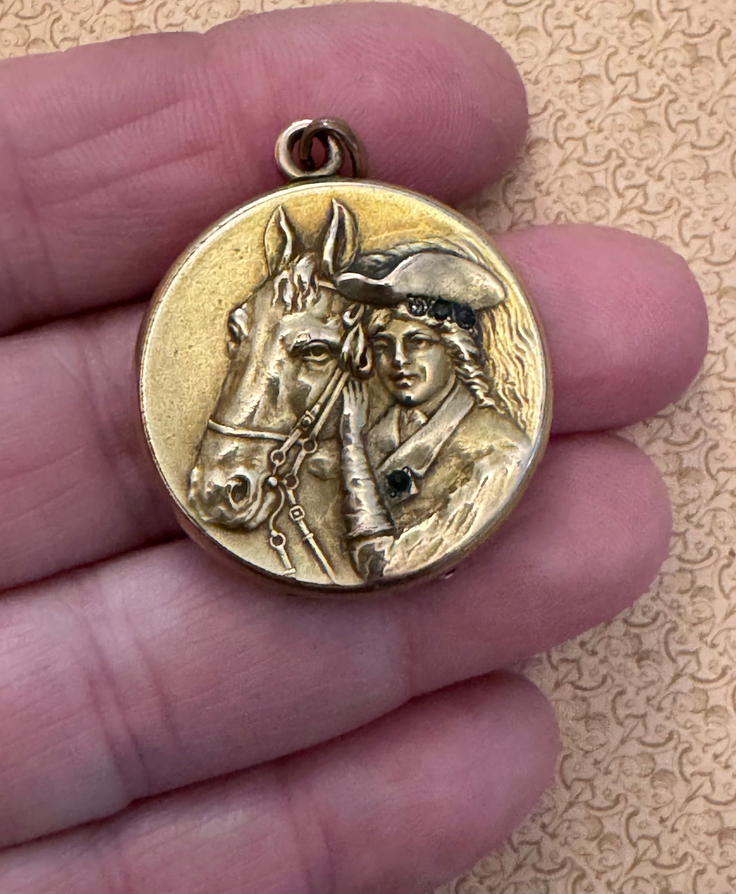 Antique Gold Filled Horse and Rider Locket
