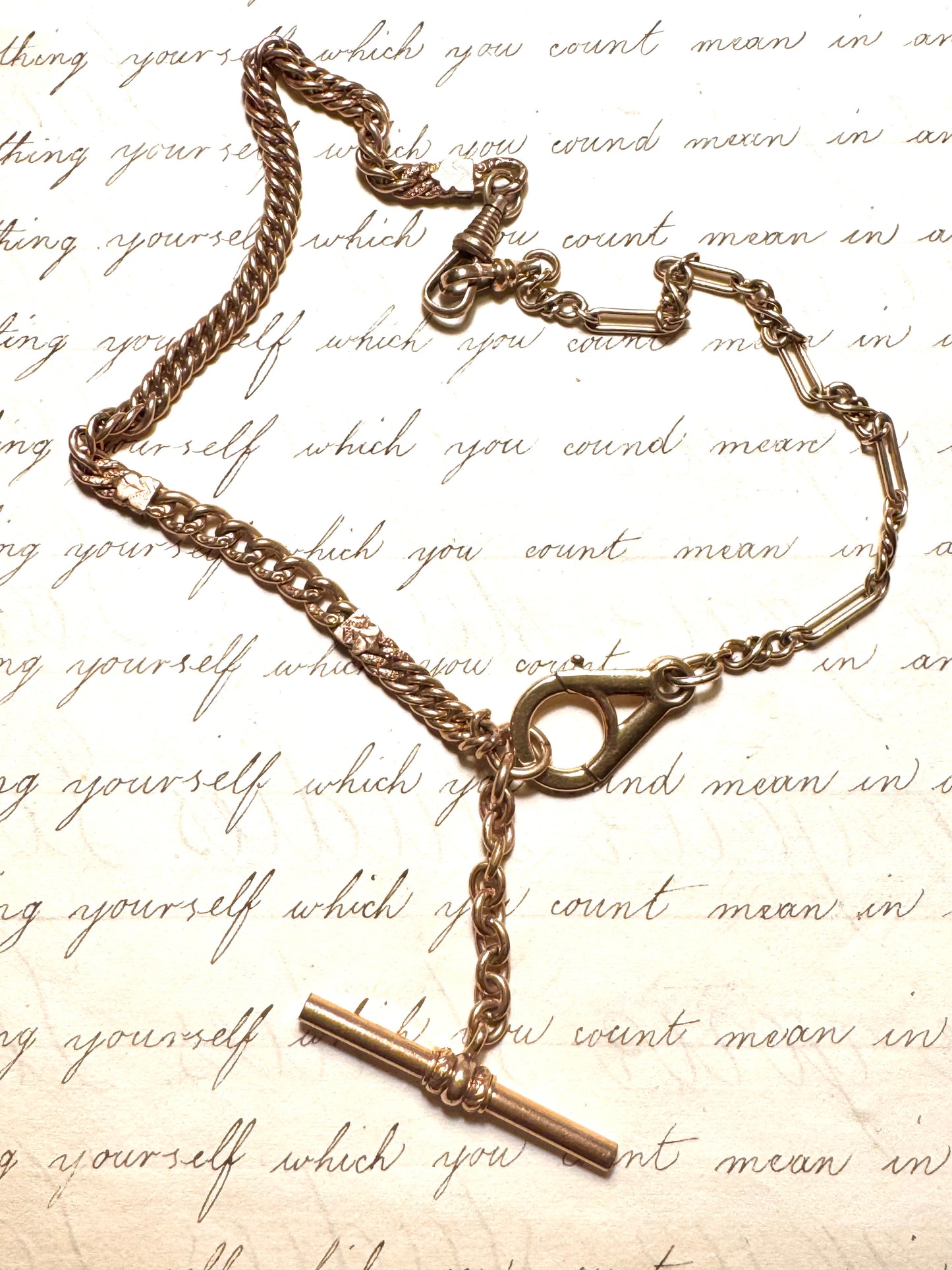 Perfect Antique Gold Filled Curb Chain Watch Chain with Charm Holder Clasp