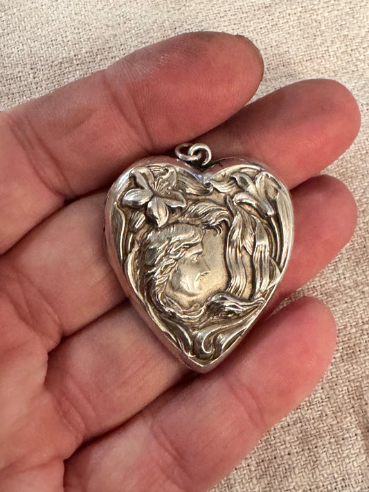 Art Nouveau Silver Heart Locket