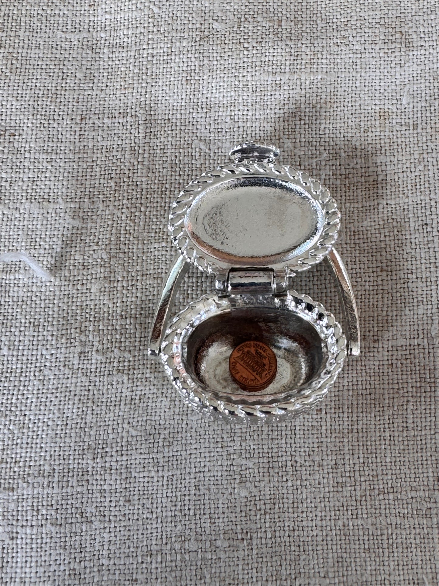 Miniature Silver Plated Nantucket Basket with Scallop Shell