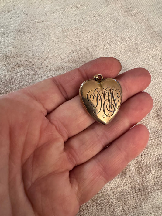 10k Gold Cased Monogramed Heart Locket