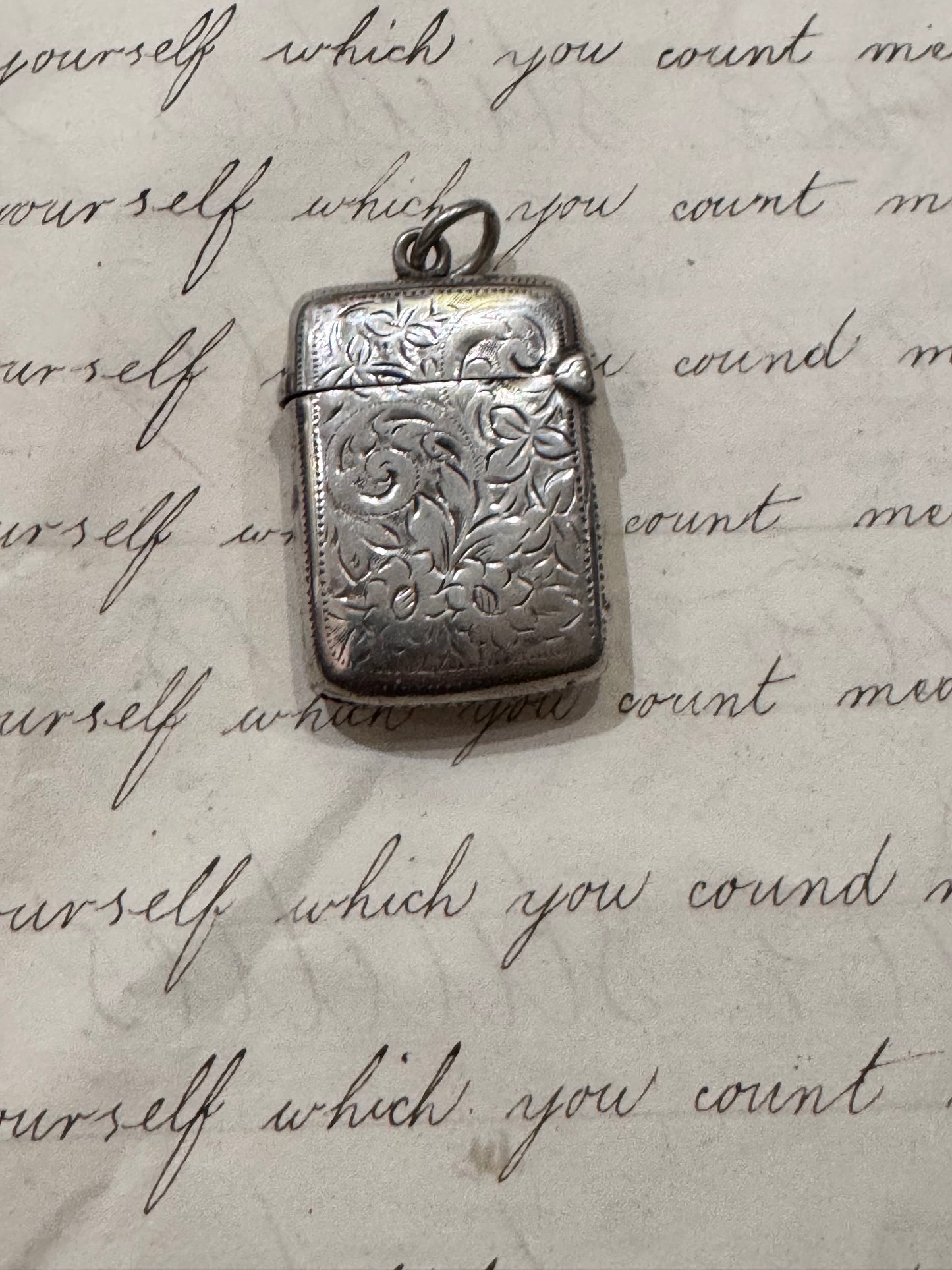 Small Engraved Victorian Match Safe with Initilas WR