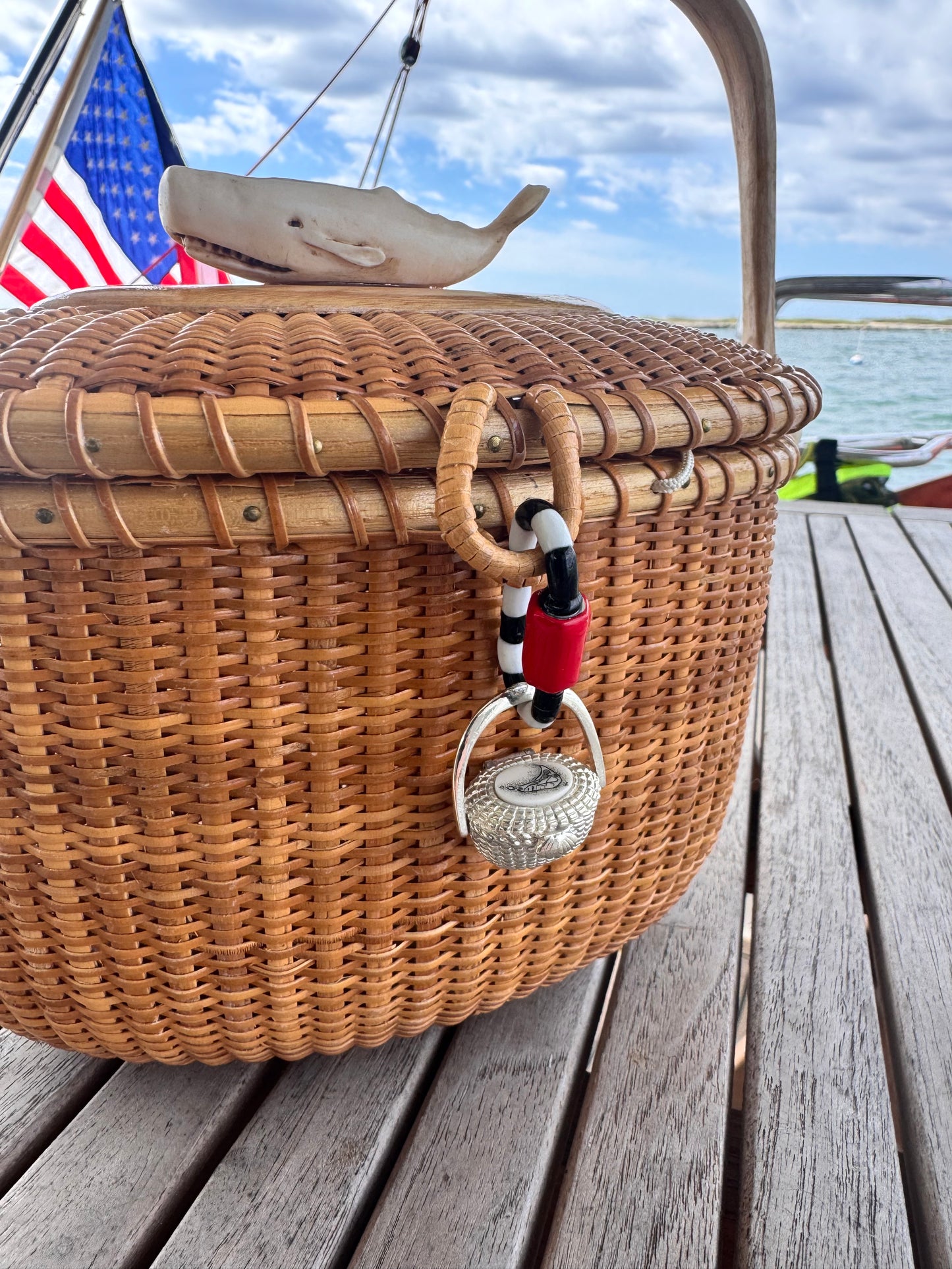 Miniature Silver Plated Nantucket Basket with Scallop Shell
