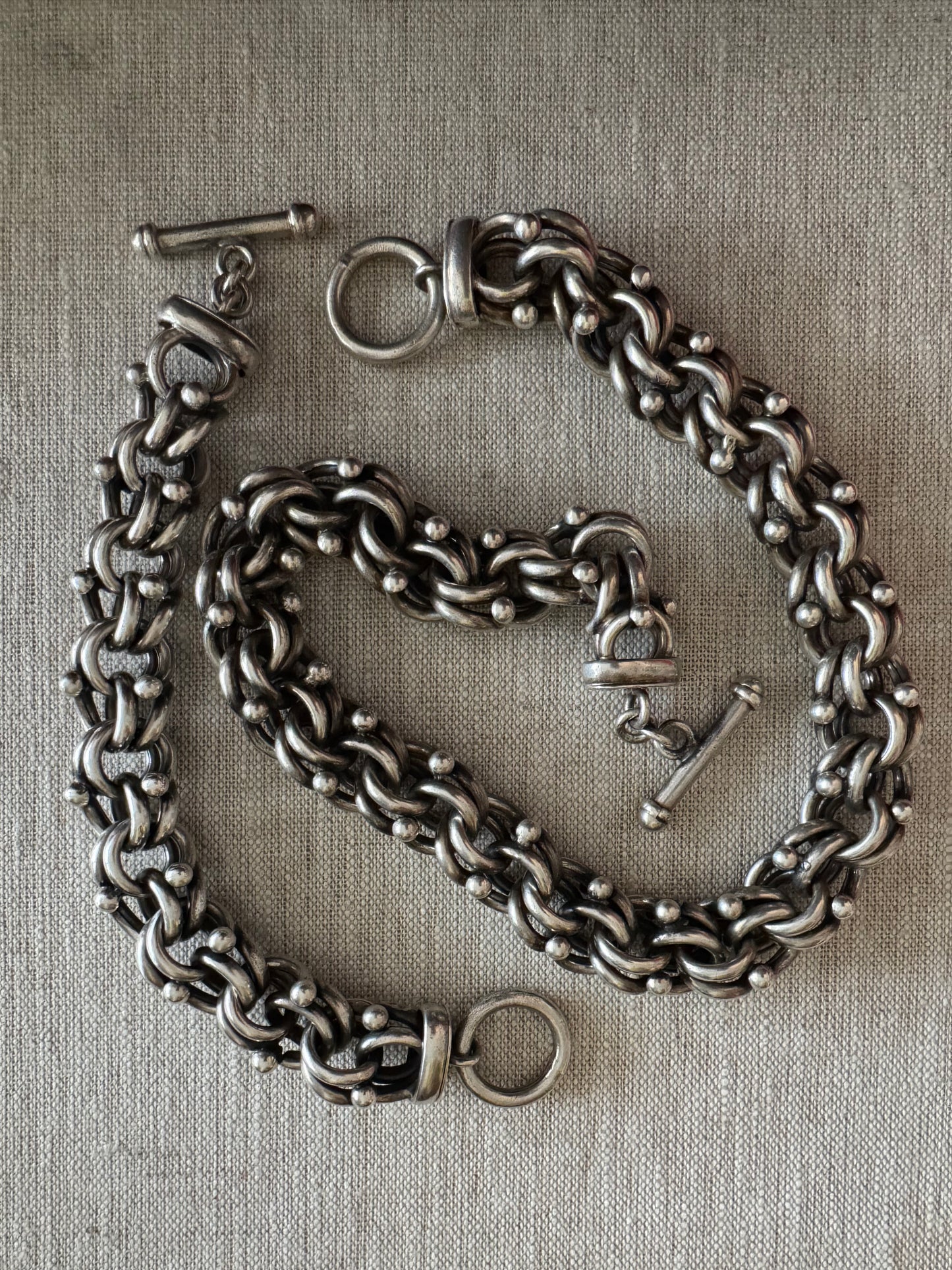 Enormous and Spectacular Sterling Necklace and Bracelet Set