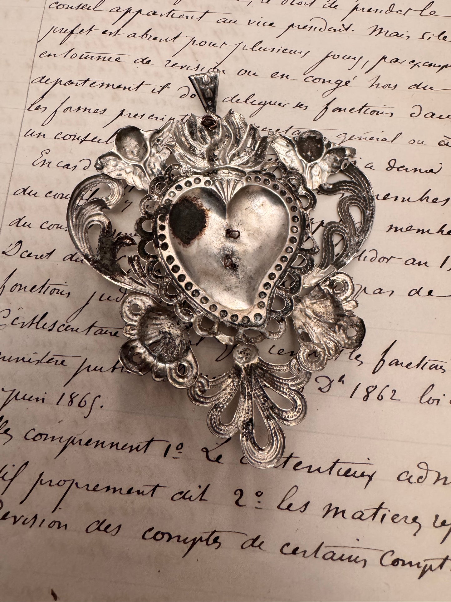 Medium Silver Repousse Ex Voto Heart #2