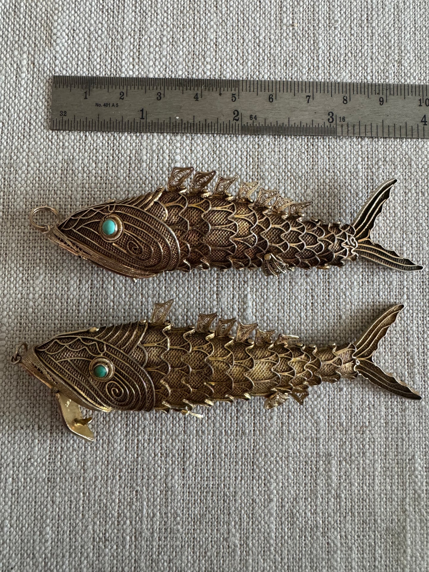 Large Chinese Gilt Silver Fish