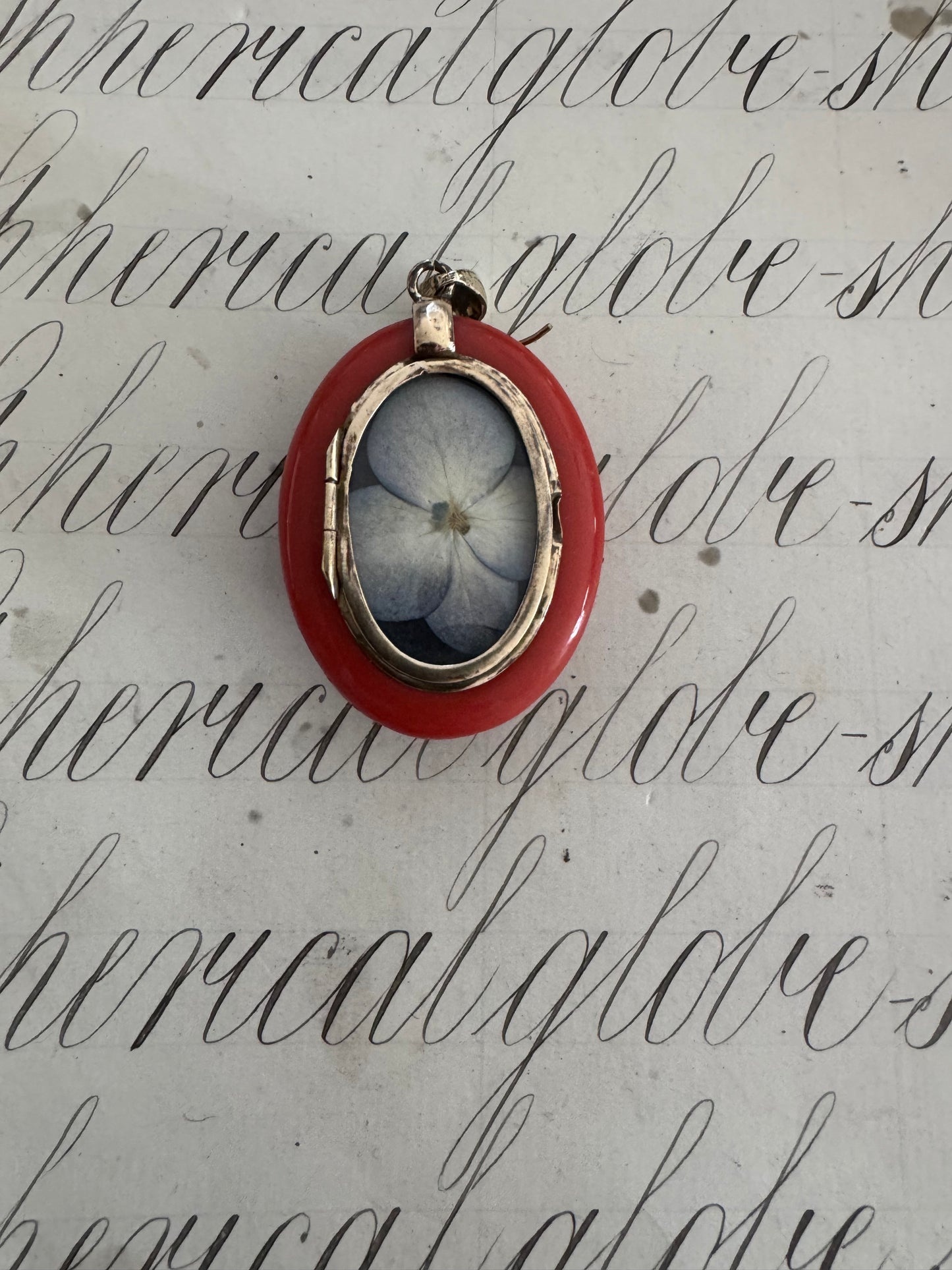 Beautiful antique celluloid locket with hand