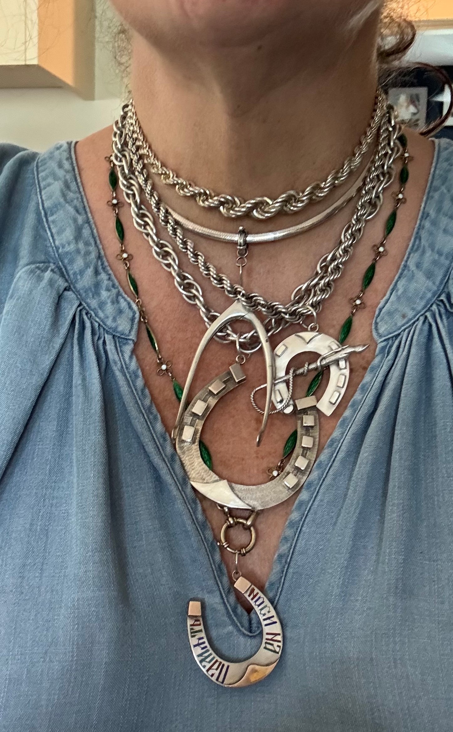 ENORMOUS Silver Horseshoe Pendant