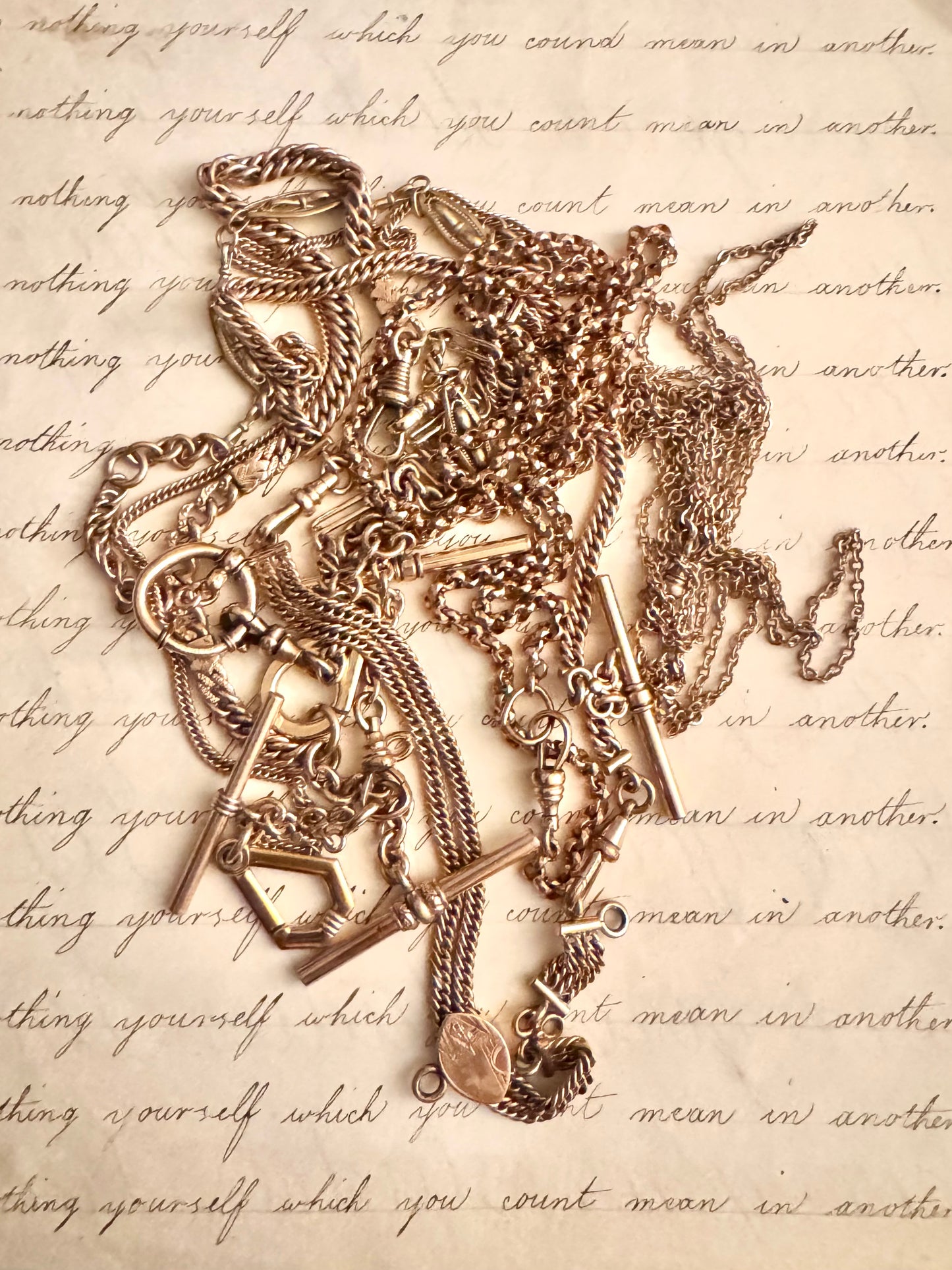 Fine Gold Filled Curb Watch Chain with Excellent Charm Holder Clasp