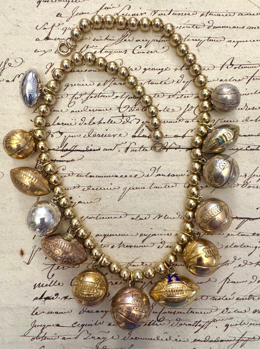 Gold Filled Sports Ball and Bead Charm Necklace