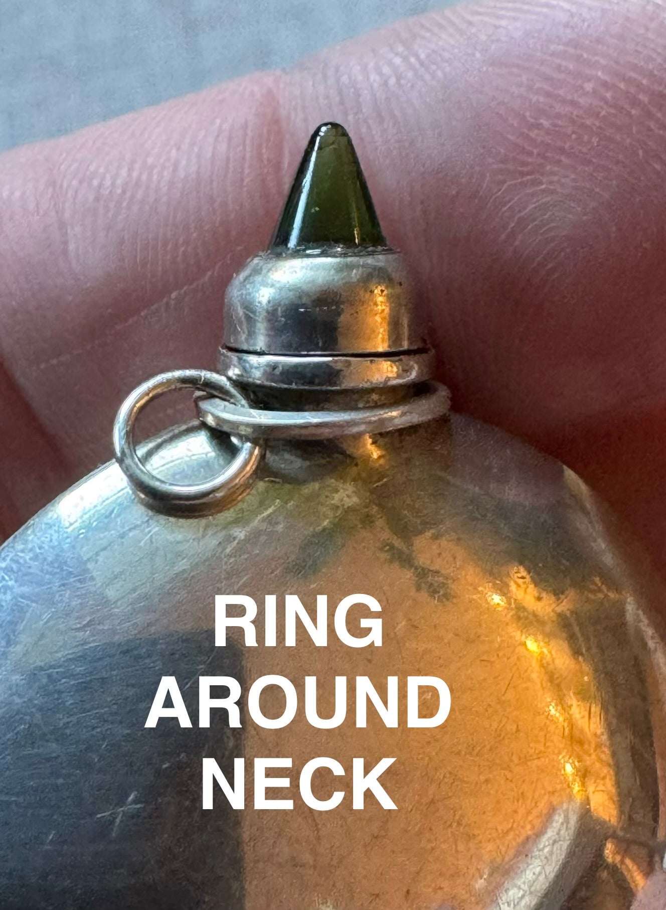 Amazing Simple Sterling Perfume Bottle with Red Cabochon Stone in Lid