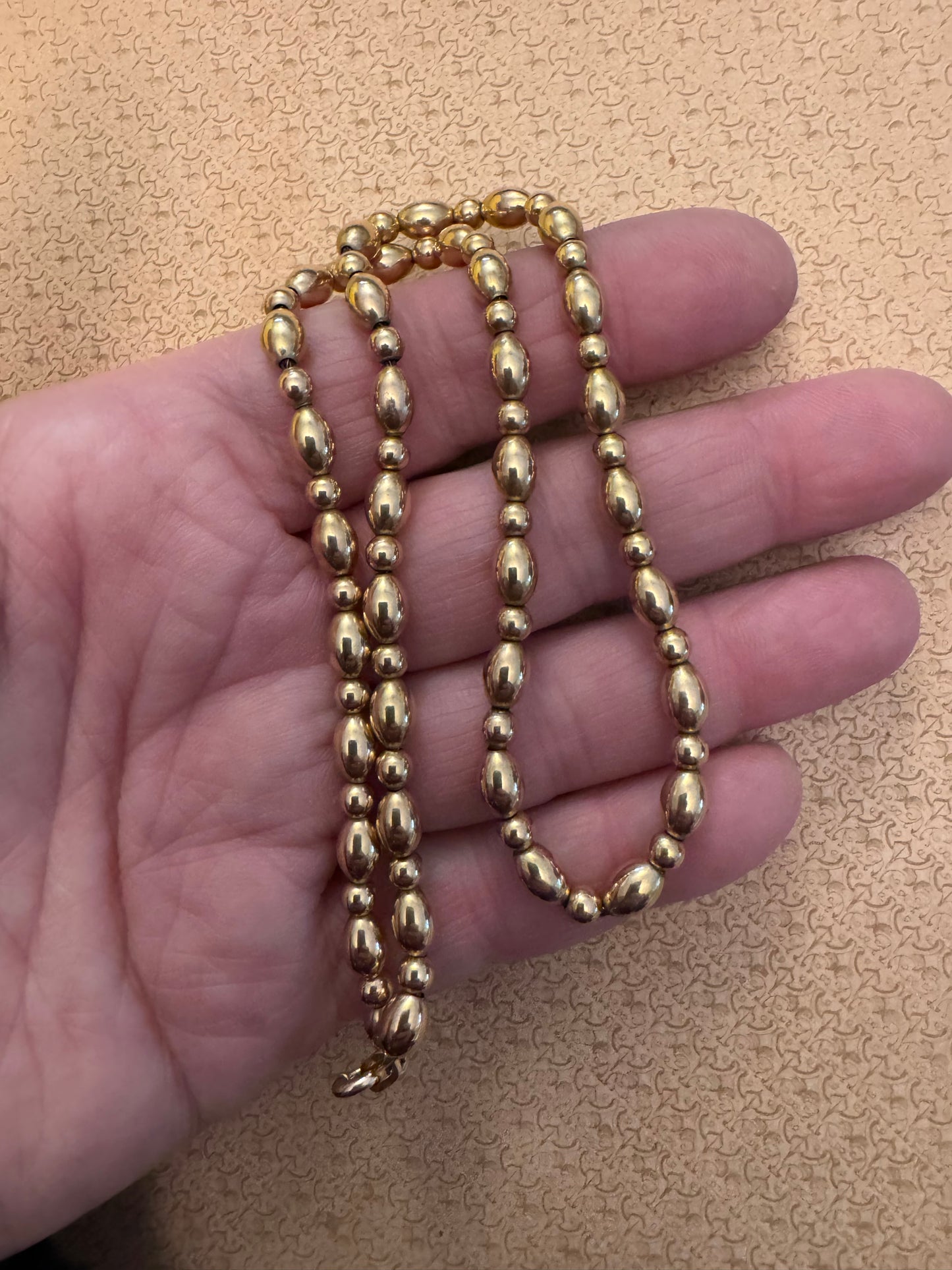 Vintage Gold Filled Alternating Round and Oval Bead Necklace