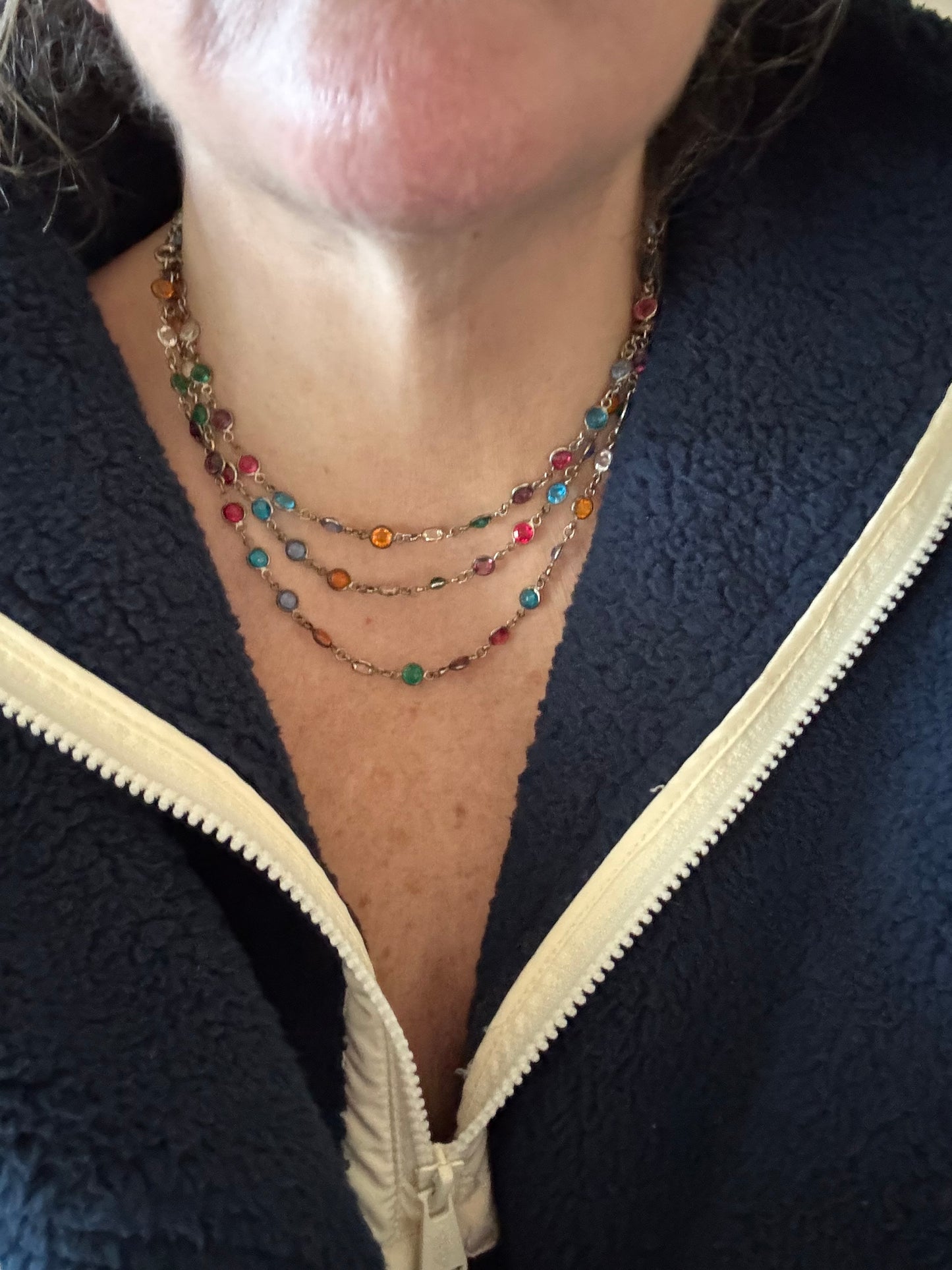 Lovely Long Vintage Paste Harlequin Necklace