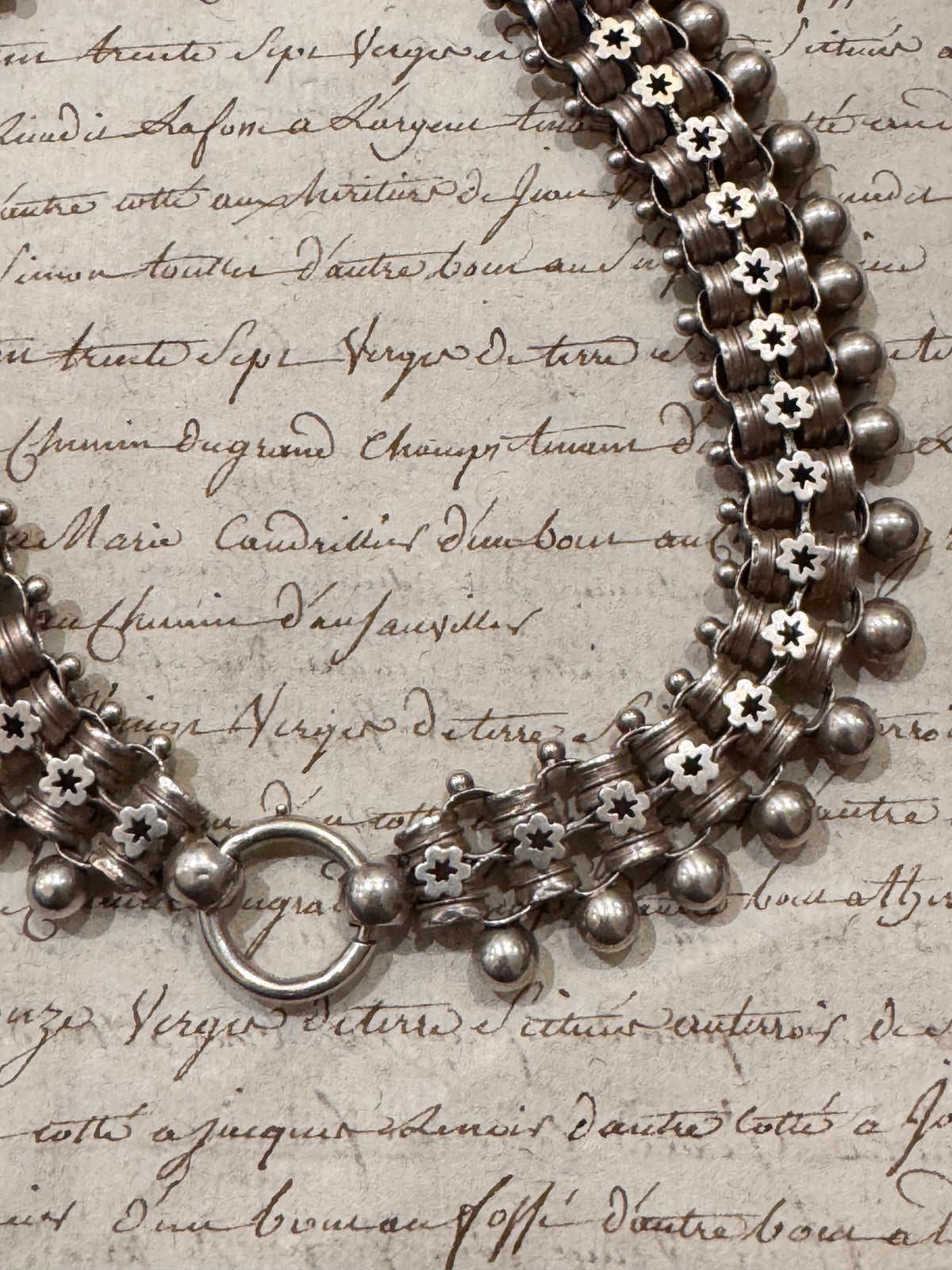 Lovely Victorian Silver Book Chain with Balls at Each Link