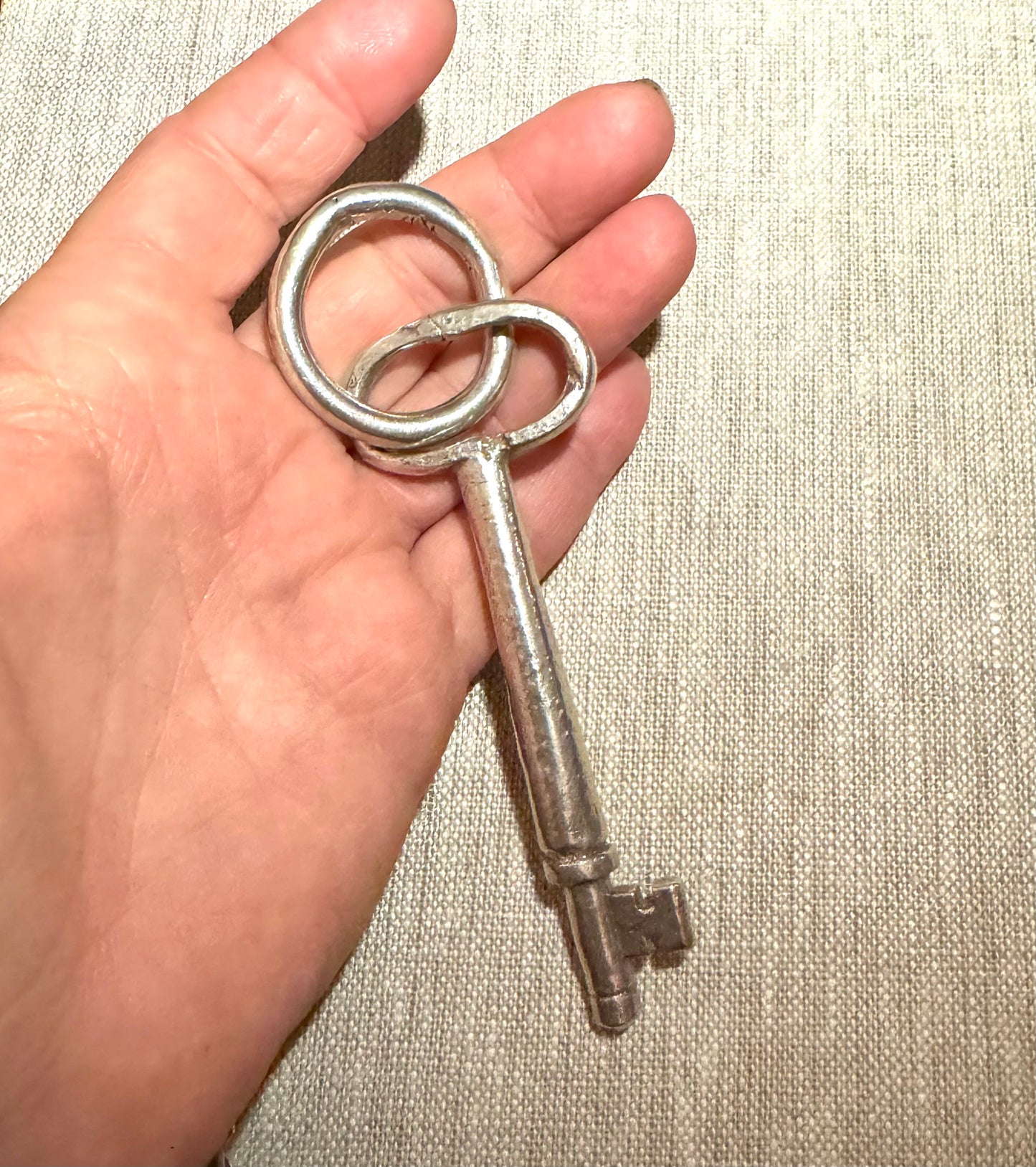 Huge Sterling Silver Skeleton Key with Ring