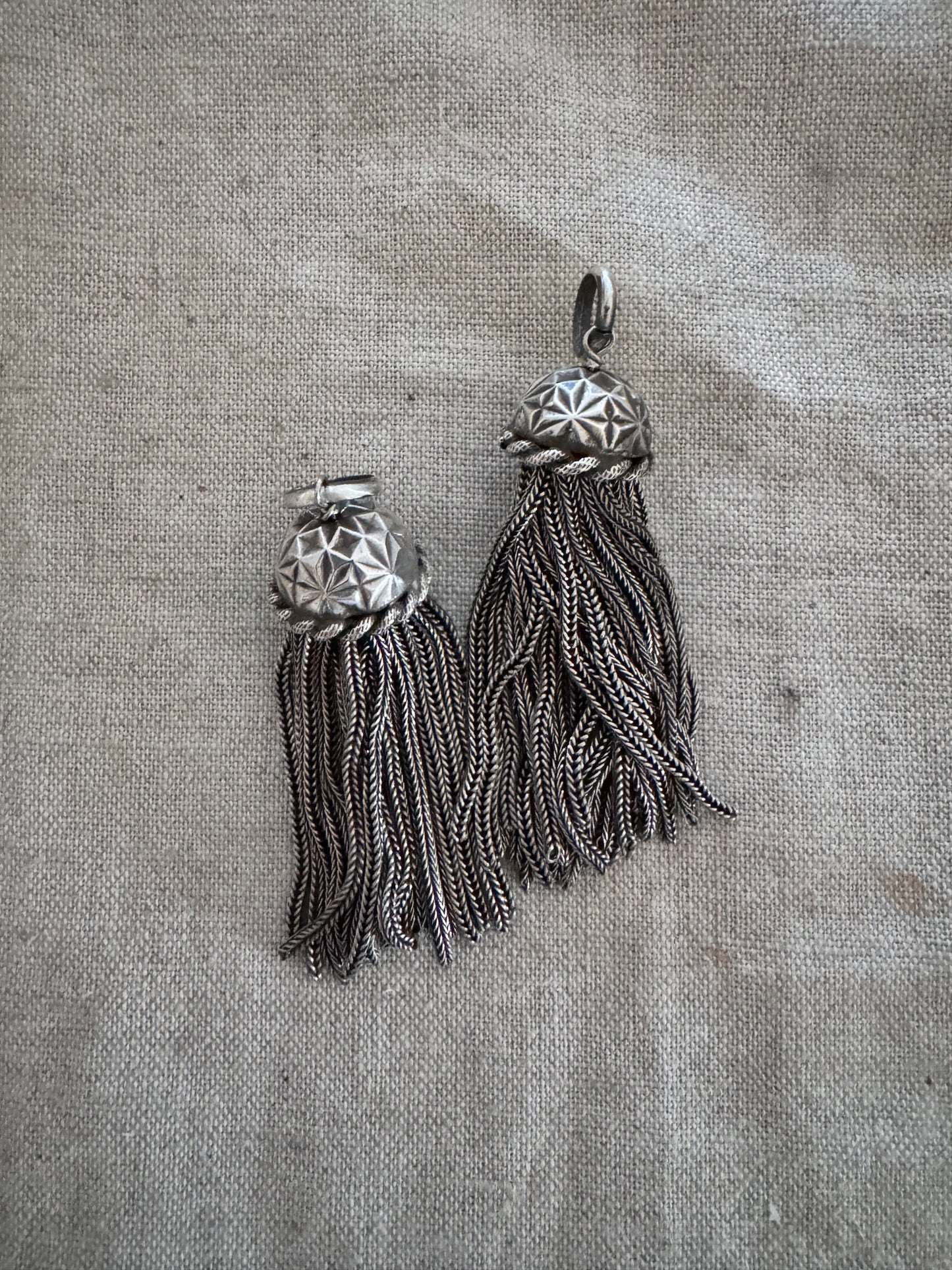 Gigantic Antique Sterling Tassels